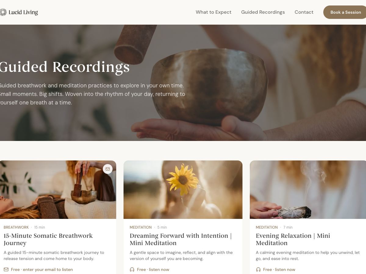 lucid.living/offerings — the free guided recordings library